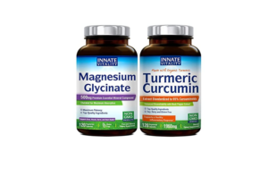 Innate Vitality Magnesium Glycinate & Organic Turmeric Curcumin with Black Pepper Supplements Bundle for Men and Women…